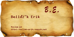 Bellák Erik névjegykártya